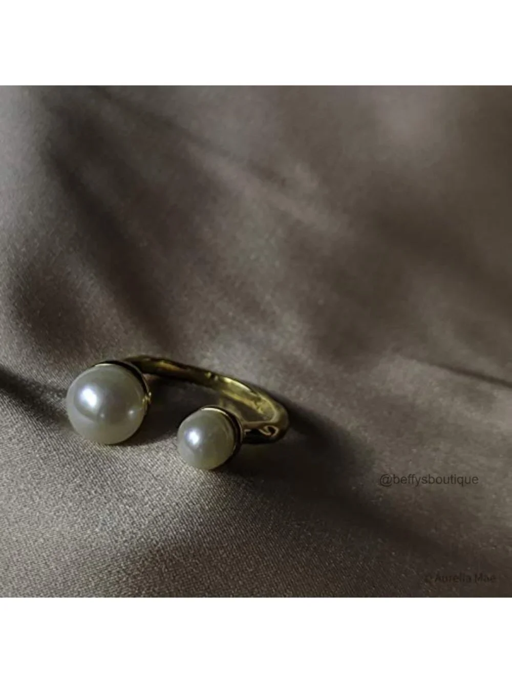 18K Gold Plated Freshwater Cultured Pearl Open Cuff Ring Stackable Midi Knuckle